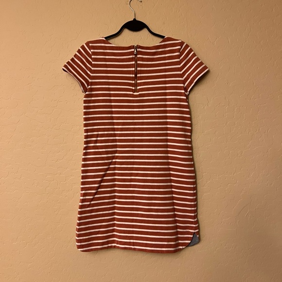 Ann Taylor LOFT Sienna Brown & Cream Striped Knit Mini Shift Dress - Picture 12 of 16